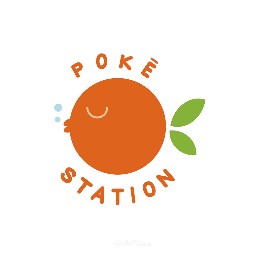 叶鱼橘子标志图标餐饮食品logo设计素材