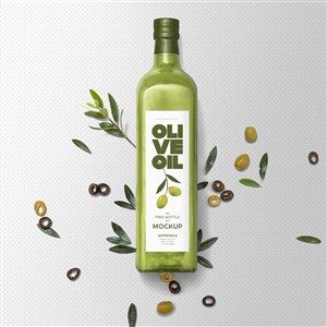 瓶子橄榄油包装贴图样机