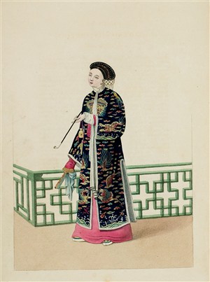 古代清朝人物女子装束生活绘画图片