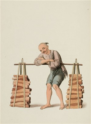 古代人物扛木柴生活图片绘画图片