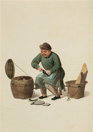 古代人物补鞋工匠生活绘画图片