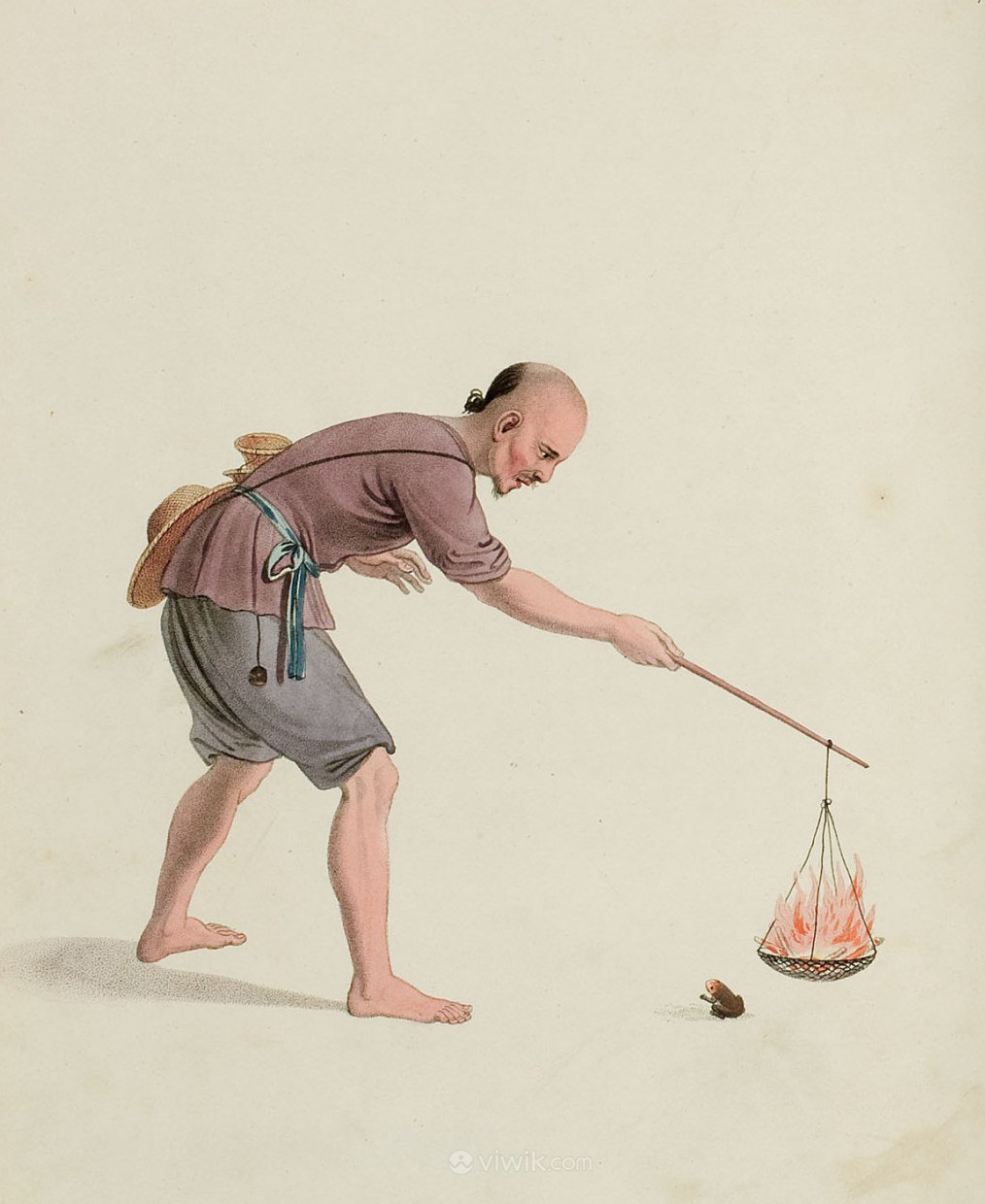 古代人物放火玩耍生活绘画图片