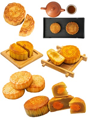 蛋黄莲蓉月饼PNG美食素材图片