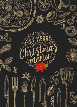 圣诞节餐厅菜单封面设计模板