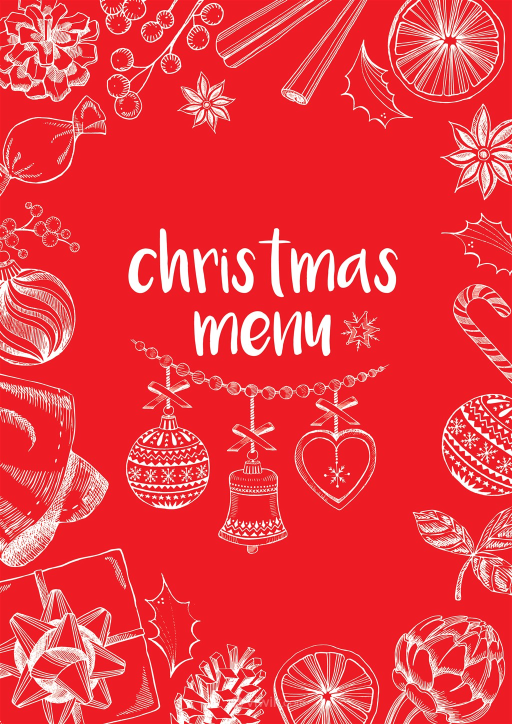 红色圣诞封面菜单设计模板