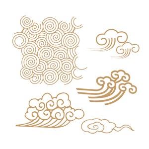 中国风吉祥图案5种吉祥云纹矢量素材