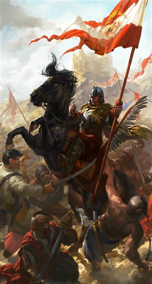 古代欧洲军官武将战场绘画图片