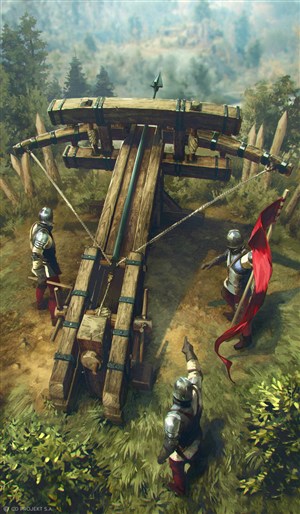 古代武将巨大弓弩战场绘画图片