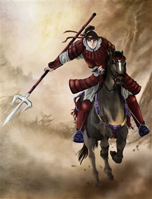 高清古代骑马武将战场绘画图片