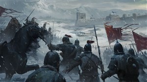 古代寒冷冰天武将们守卫国家战场绘画图片