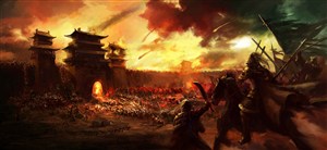 古代武将城门战场绘画图片