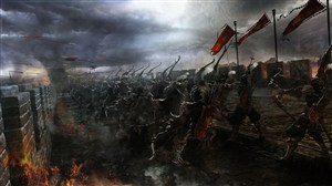 高清古代千军万马武将战场绘画图片
