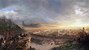 古代武将出征城市战场绘画图片