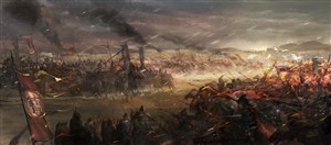 古代武将战场两军对战绘画图片