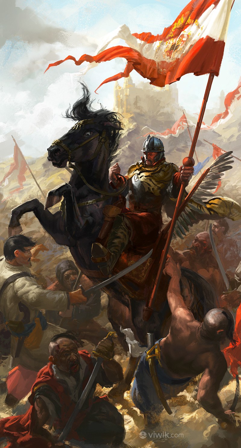 古代欧洲军官武将战场绘画图片