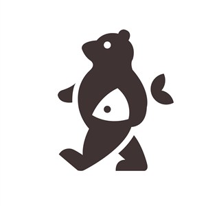 熊鱼标志图标矢量食品logo设计素材