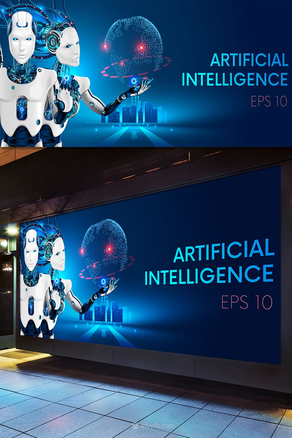 科技信息时代智能机器人海报模板
