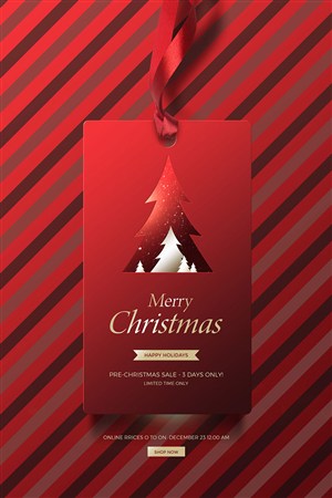 精美圣诞树标签圣诞节促销海报模板