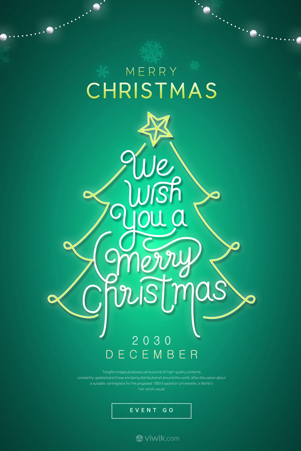 创意霓虹灯光圣诞树圣诞节促销海报模板