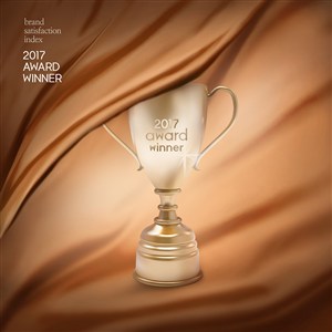 大气金色丝绸背景年度获胜奖杯素材模板