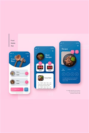 粉色背景美食app界面设计
