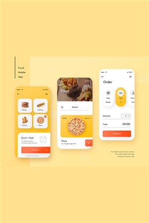 米黄色调美食app界面设计