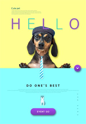 戴领带的狗狗宠物店网页网站模板