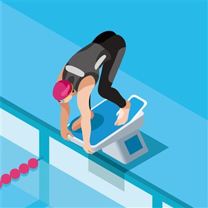 奥林匹克体育游泳比赛插画素材