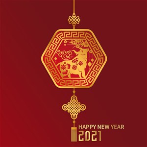 2021年新年喜庆中国结剪纸素材