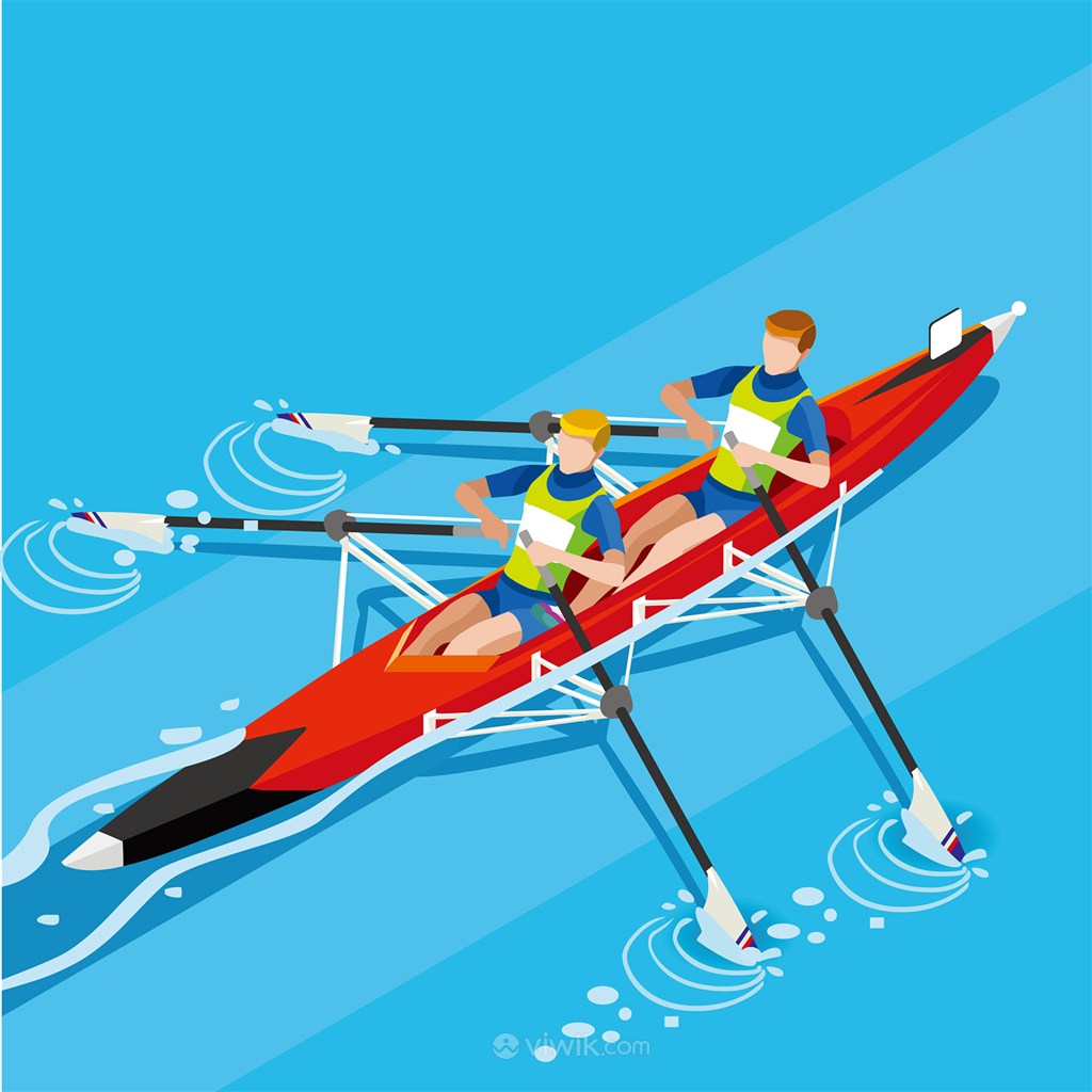 奥林匹克体育皮划艇比赛插画素材