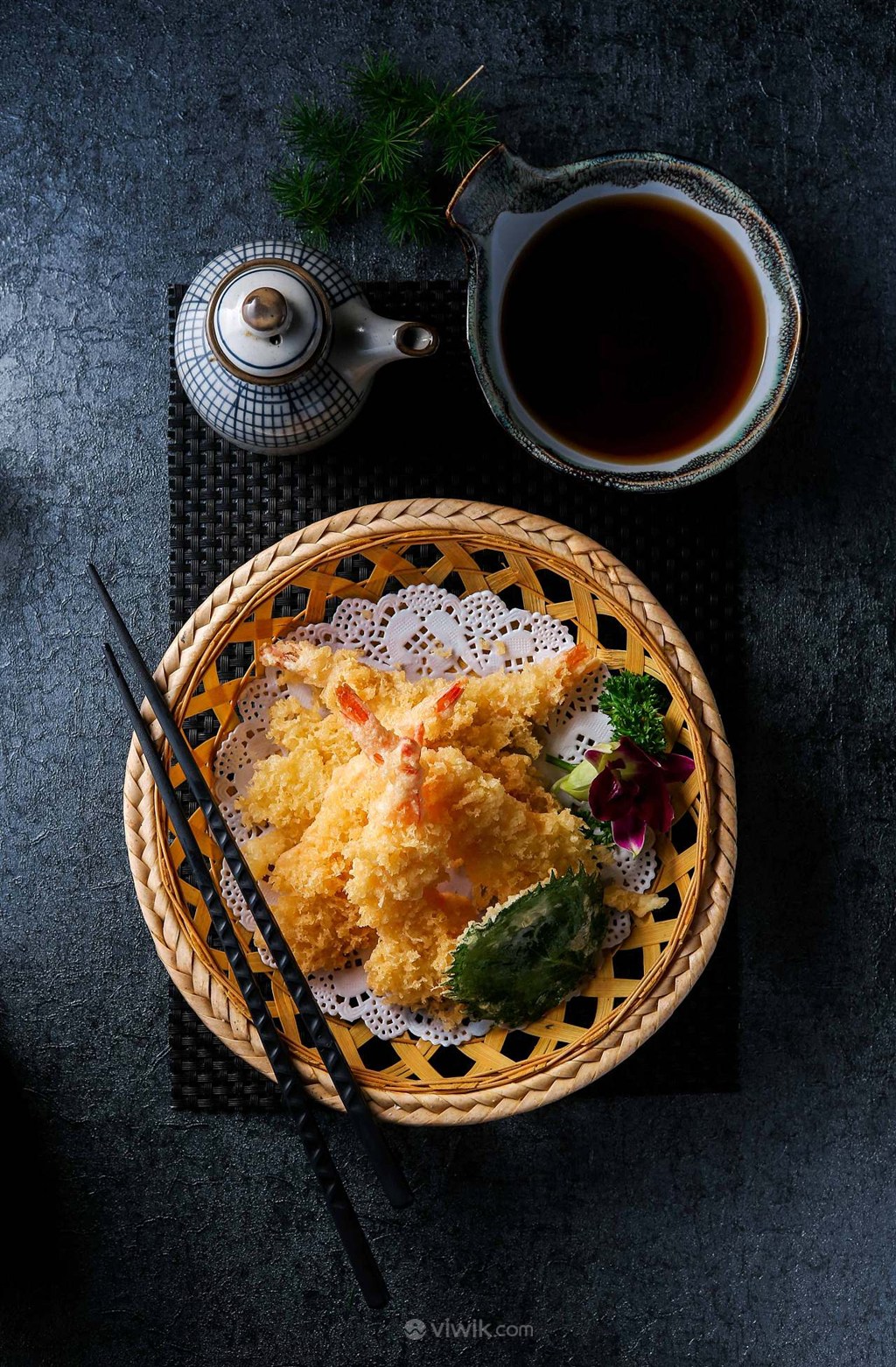 日本料理天妇罗基围虾美食图片
