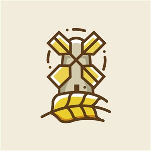 风车麦穗标志图标矢量logo设计素材