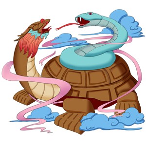 蟒蛇和玄武斗争卡通画图片