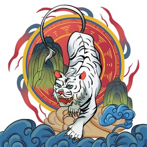 白色的老虎卡通PNG绘画图片