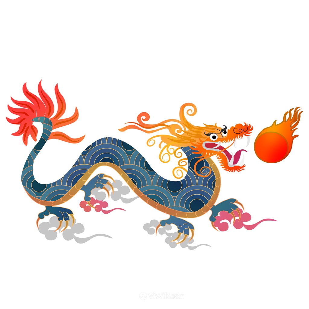 手绘中国传统神兽祥龙插画
