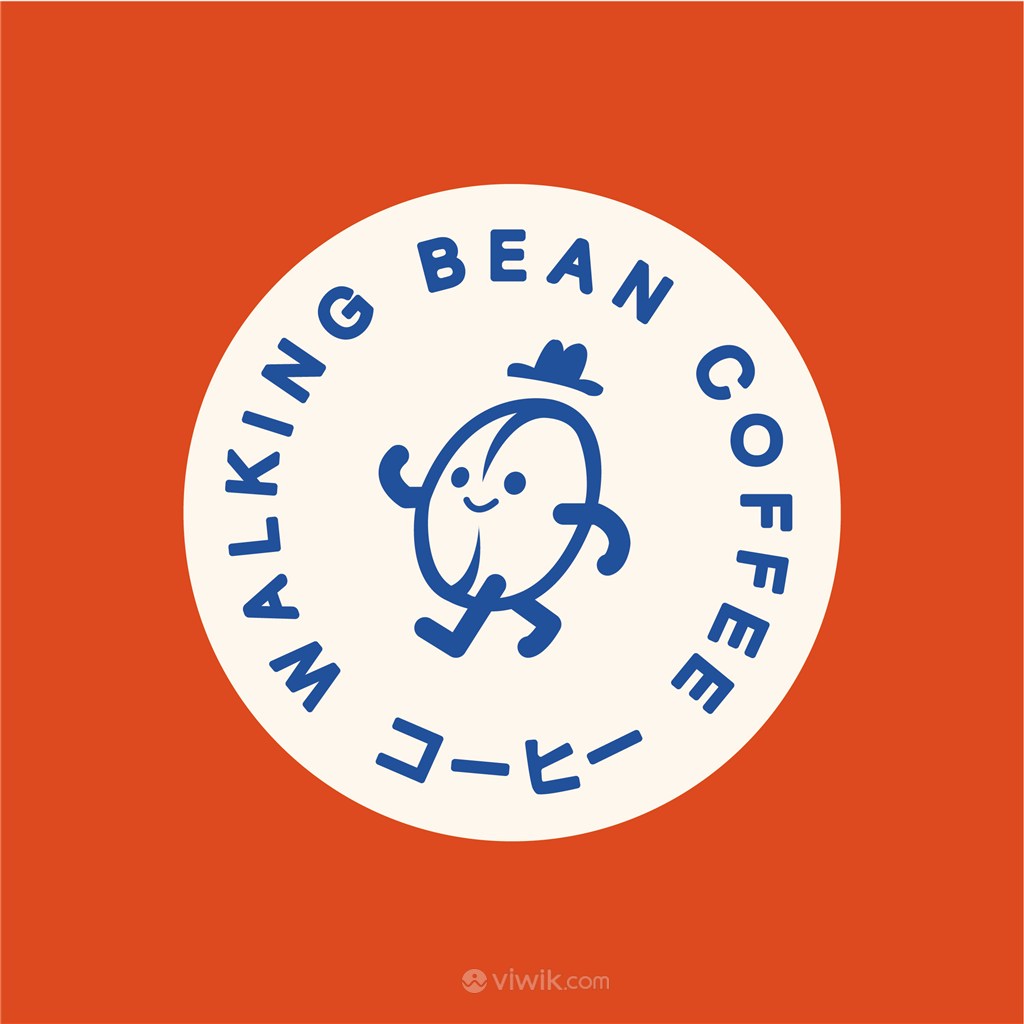 戴帽子的咖啡豆标志图标咖啡店矢量logo素材