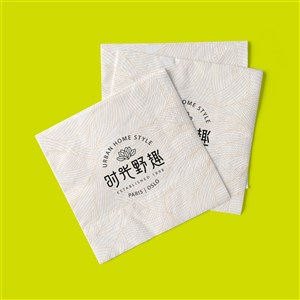 中式餐厅VI餐巾纸贴图样机