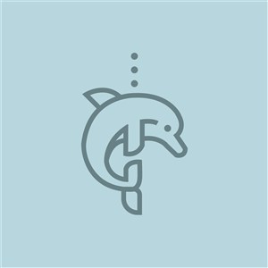 海豚标志图标酒店旅游矢量logo设计素材