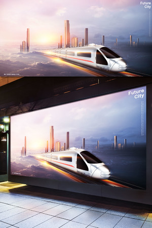 高铁城市科技海报宣传广告模板