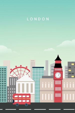 世界著名旅游城市建筑倫敦風景插畫海報