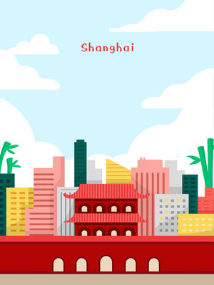 世界著名旅游城市建筑上海風景插畫海報