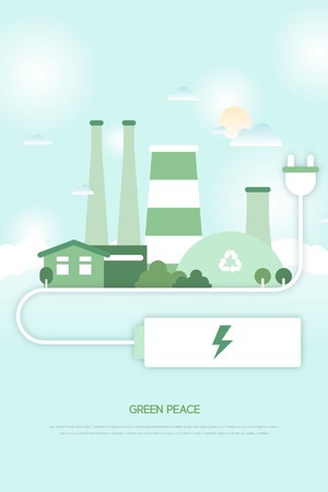 绿色环保电能利用剪纸风环保海报