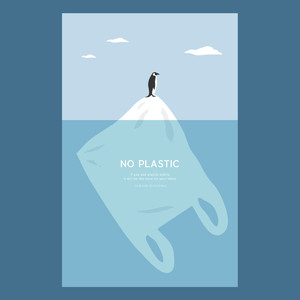 企鹅塑料袋环保插画矢量素材
