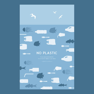 海洋生物塑料环保插画矢量素材