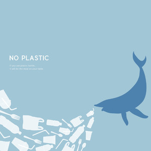 鲸鱼塑料制品环保插画矢量素材