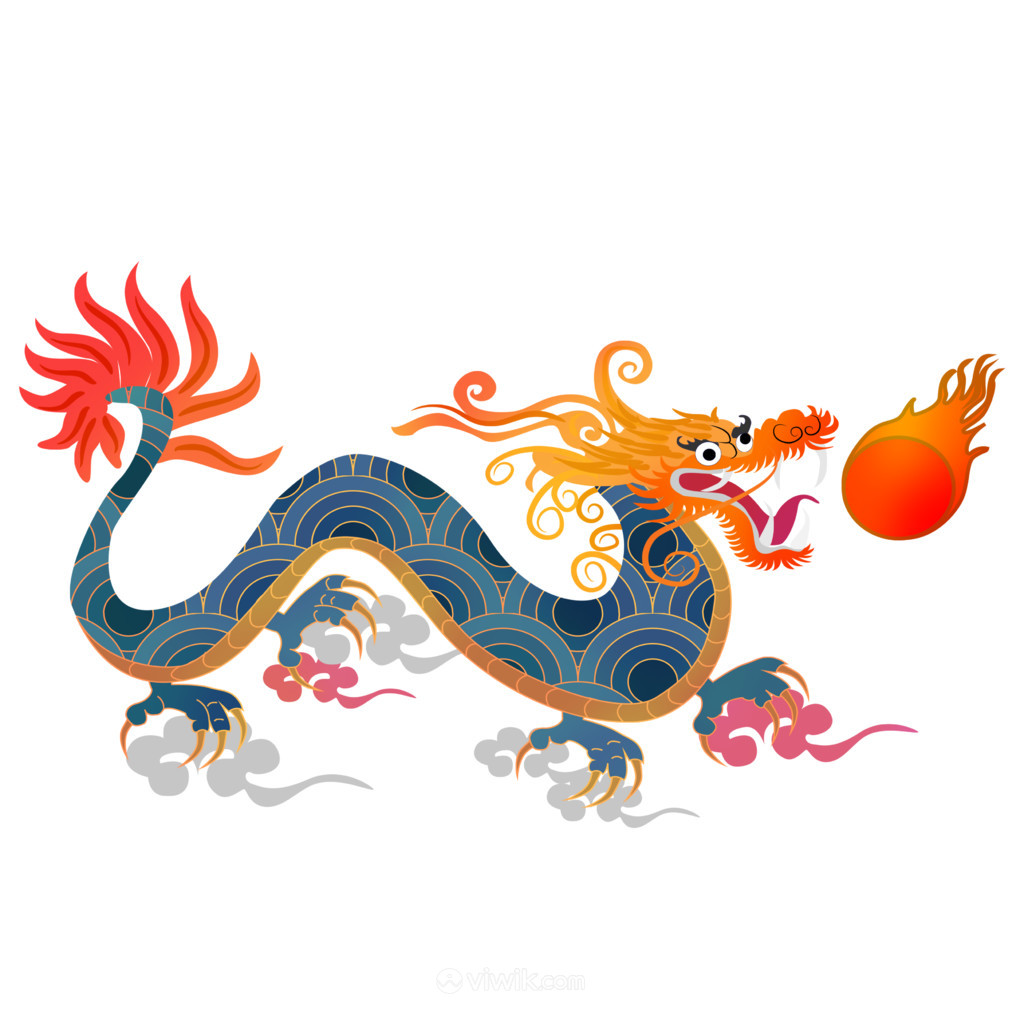 手绘中国传统神兽祥龙插画