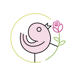 鸟玫瑰花标志图标矢量logo素材