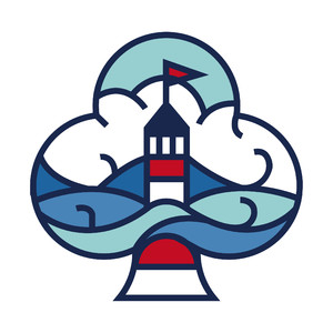 海浪云灯塔标志图标矢量logo素材