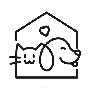 猫狗爱心房子标志图标矢量logo素材