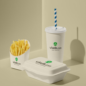 快餐品牌vi打包盒薯條飲料包裝貼圖樣機